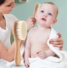 Baby Hair Brush And Comb Set Wooden Goat Bristle Baby Hair Brush
